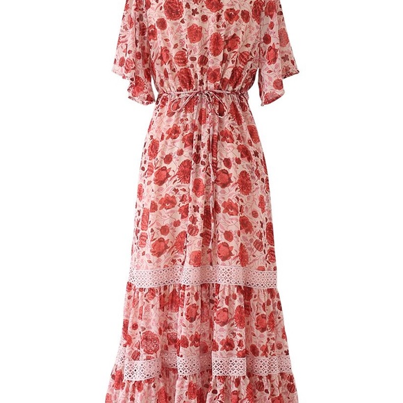 Floral Red Dress - Picture 3 of 3